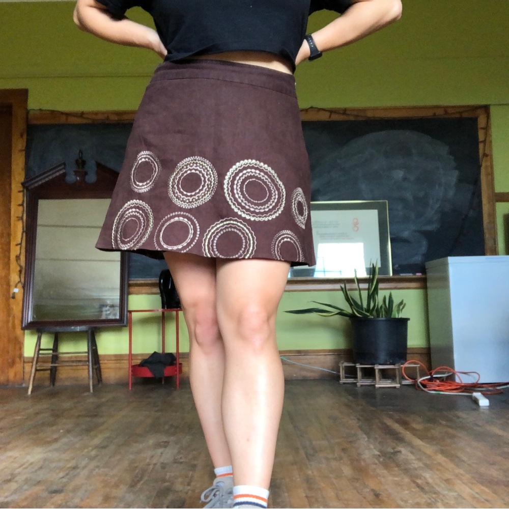 100% Linen Chocolate Brown Mini Skirt